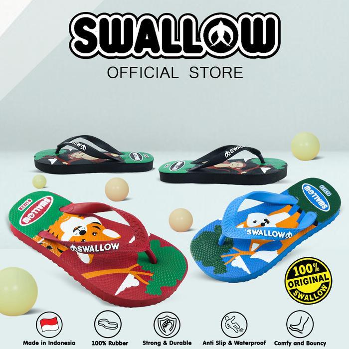 Bata Kiddora - Swallow Sandal Jepit Animal Kids - Sendal Karet Anak Pria Wanita Anti Selip