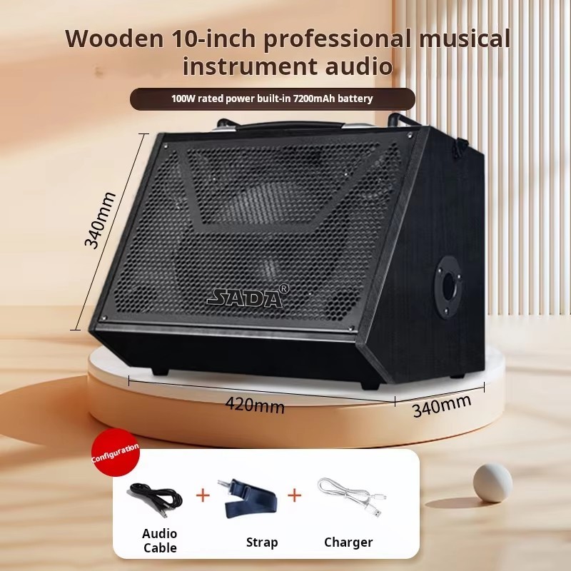 SADA100W Guitar Speaker Instrument Professional Singing Electric Wood Audio Outdoor Bluetooth
