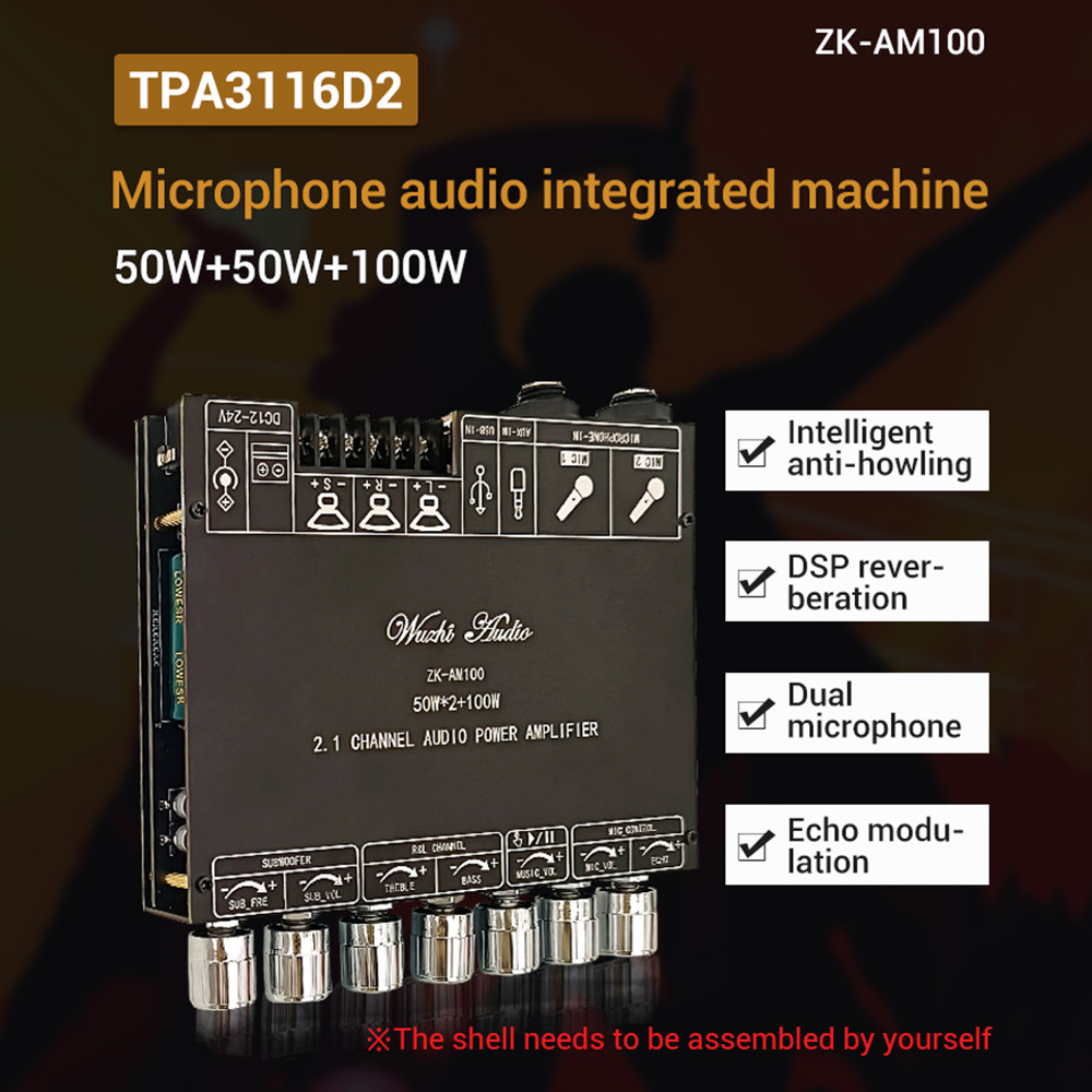 . Zk-Am100 Bluetooth-Compatible Amplifier Board Hifi Stereo 2.1 -