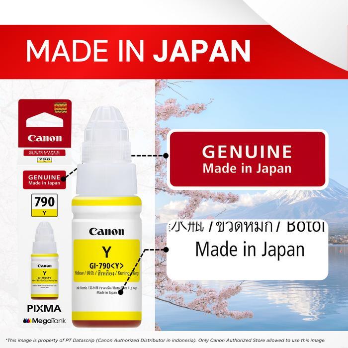 100% ORIGINAL TINTA CANON GI 790 YELLOW - PRINTER G1010 G2010 G3010 G4010 - TINTA ASLI CANON MADE IN