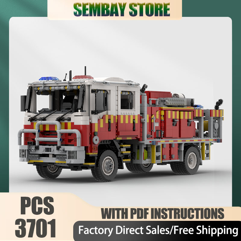 Fire Fighting Model Moc Building Bricks Australian Rural Tanker Fire Truck Technology Blocks