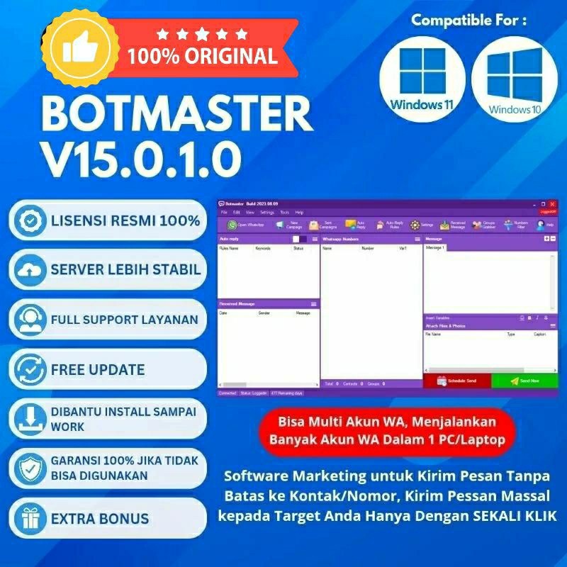 PRO SOFTWARE BISNIS WHATSAPP SENDER BOT MASTER AUTO REPLY