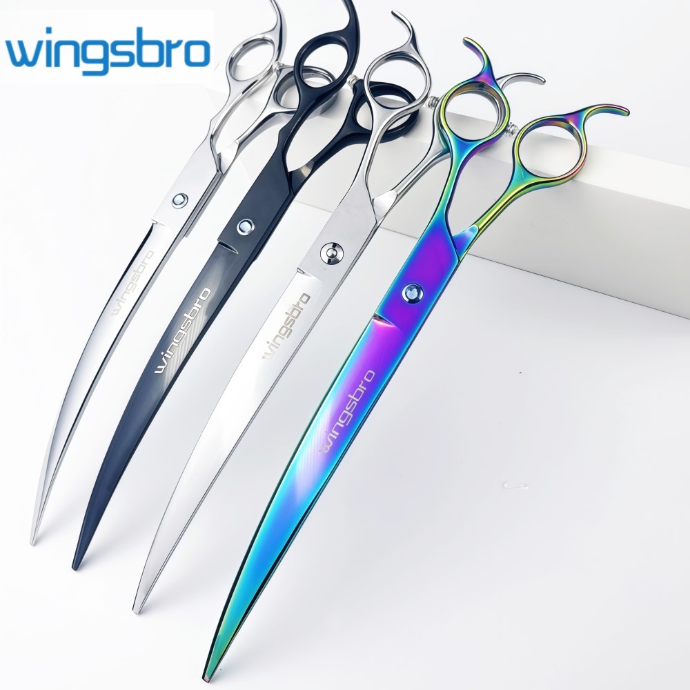 wingsbro 8/9 inch pet curved scissors, dog grooming scissors, durable and sharp big dog grooming