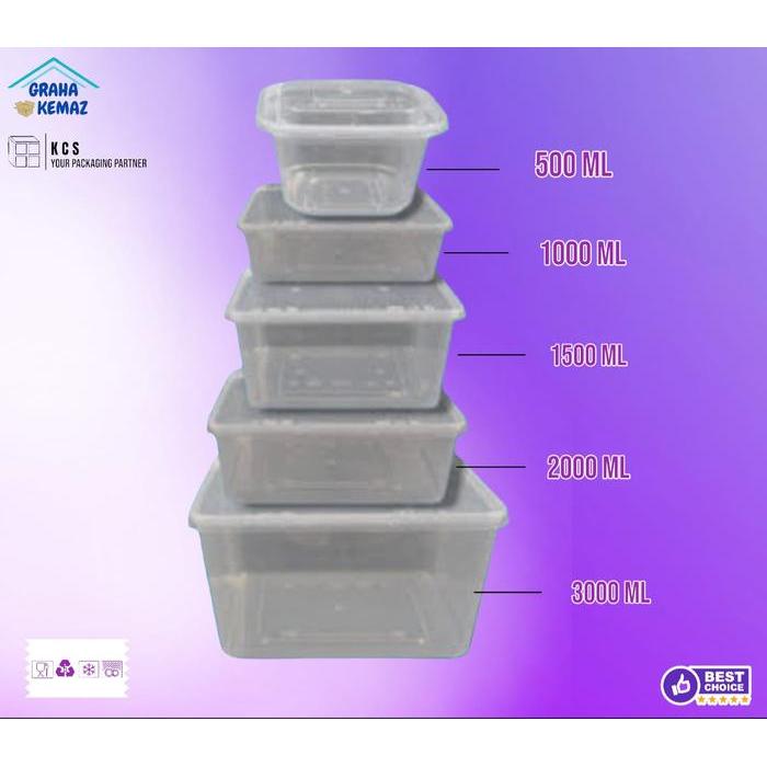 Ready Thinwall Square Kcs 3000 Ml Kemasan Makanan /Kotak Isi 25Pcs