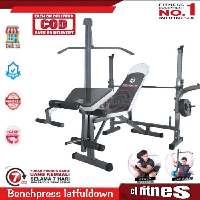 Alat fitnes bench press latihan angkat beban
