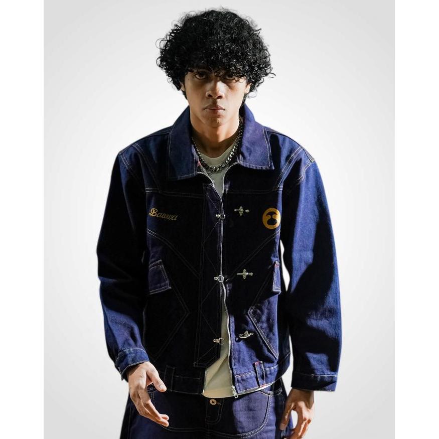 Bawwa Jaket Denim Wash (Bahan Tebal) Fireman Clasp Beckman Series Jaket Fireman Clasp