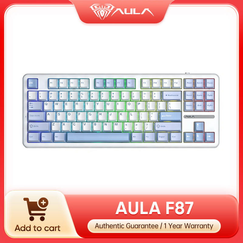 AULA F87 Wireless Keyboard 87 Keys Compact TKL 3 Modes Gasket Gaming Keyboard Hot-Swap RGB Custom