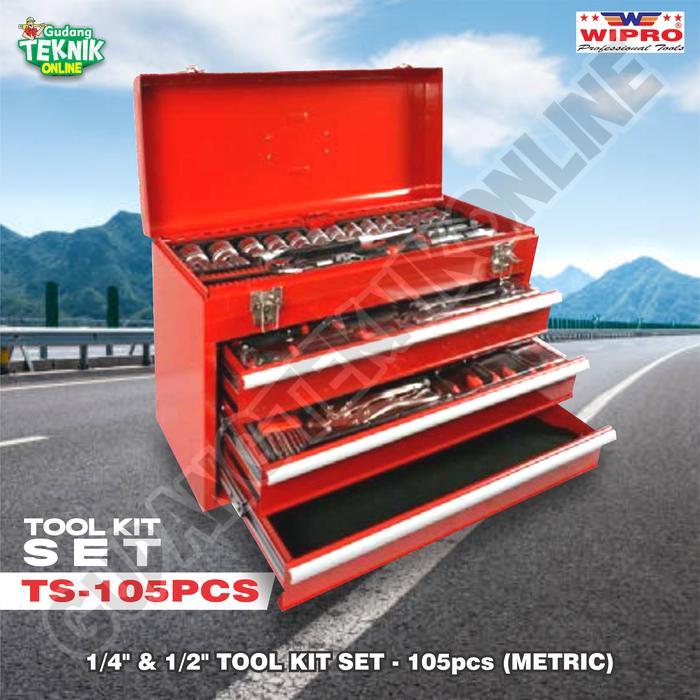 NEW Tool Set 105pcs WIPRO TS-105 / Alat Pertukangan Alat Bengkel Tool Kit Tool Box TS 105 - Toolkit