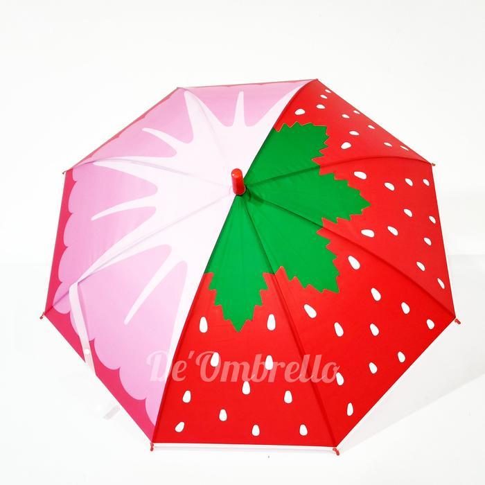 (007F) Payung PVC 8 Sisi Motif Mix Fruits/Payung Tongkat/Payung PVC/Payung Anak *