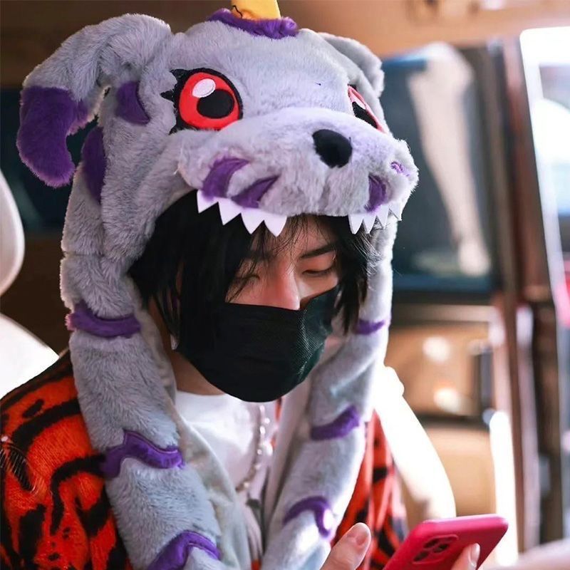 Digimon Adventure Gabumon Hat Anime Peripheral Plush Toy Cos Anime Figure Two-dimensional Cartoon