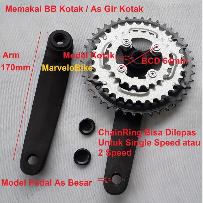 Crank Gir Sepeda Mtb 3 Susun 24T-34T-42T Alloy