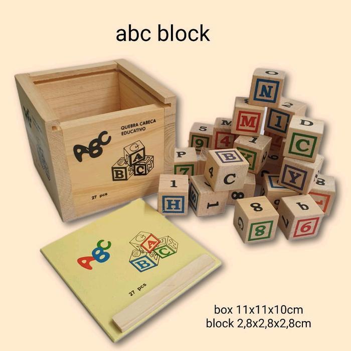 ` ABC BLOCK mainan edukasi balok huruf abjad kayu Anak Belajar