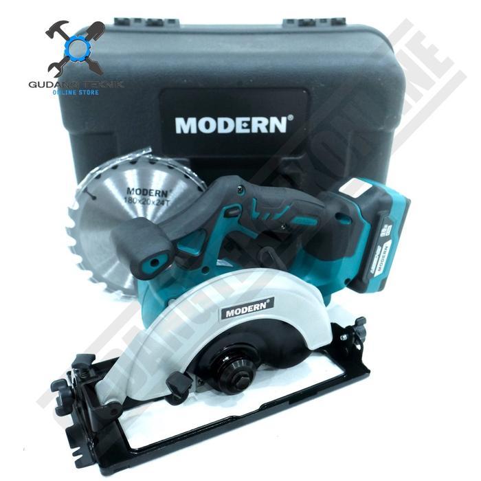 storejayabaru Circular Saw CORDLESS 7" M-60 MODERN / Mesin Gergaji Kayu BATERAI 7 Inch M60 MODERN