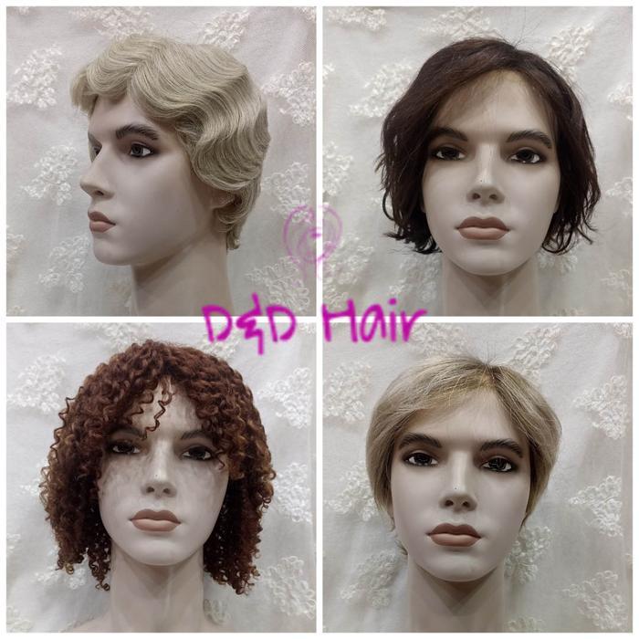 Wig Rambut - Wig Pria - Half Lace Wig Dan Front Lace Wig - Wig Warna