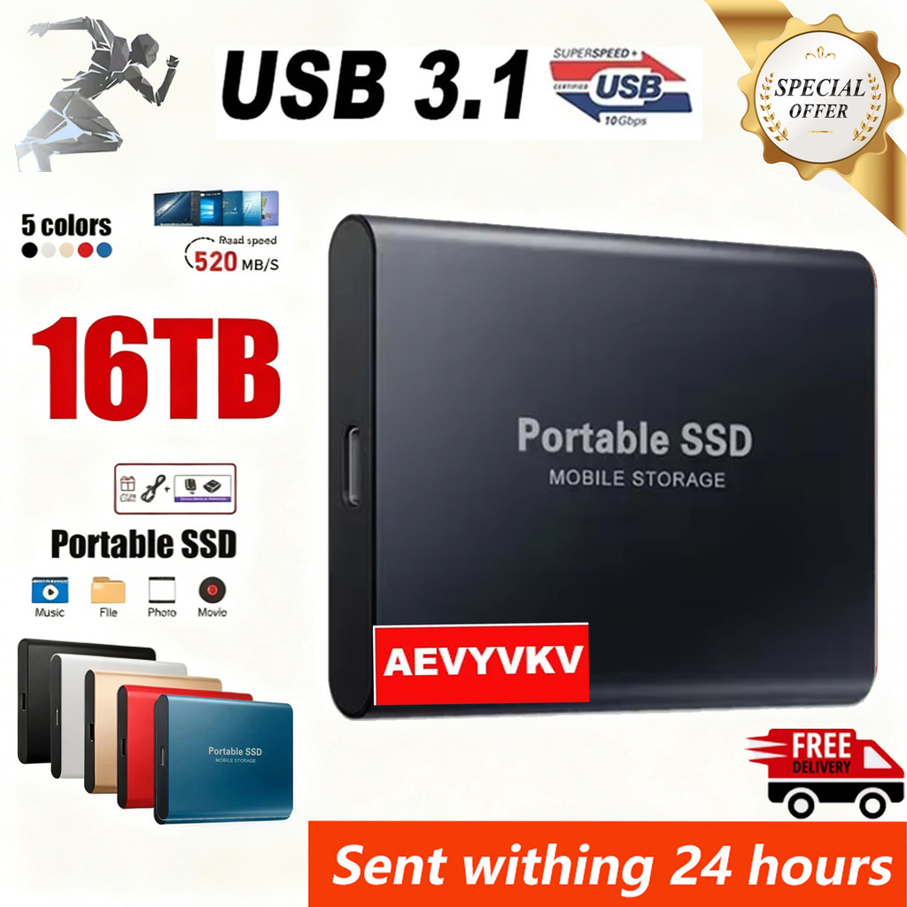Portable SSD Original External Hard Disk 2TB/4TB USB 3.2 High Speed Solid State Disk 16TB Mass