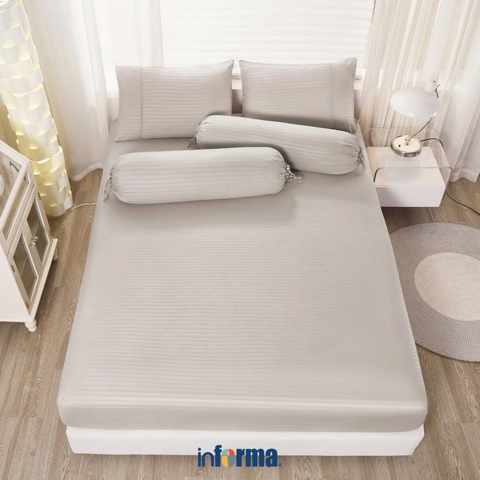 Informa 160X200 cm Set 5 Pcs Seprai Queen Microfiber Emboss - Cokelat Sprei Sarung Bantal Guling