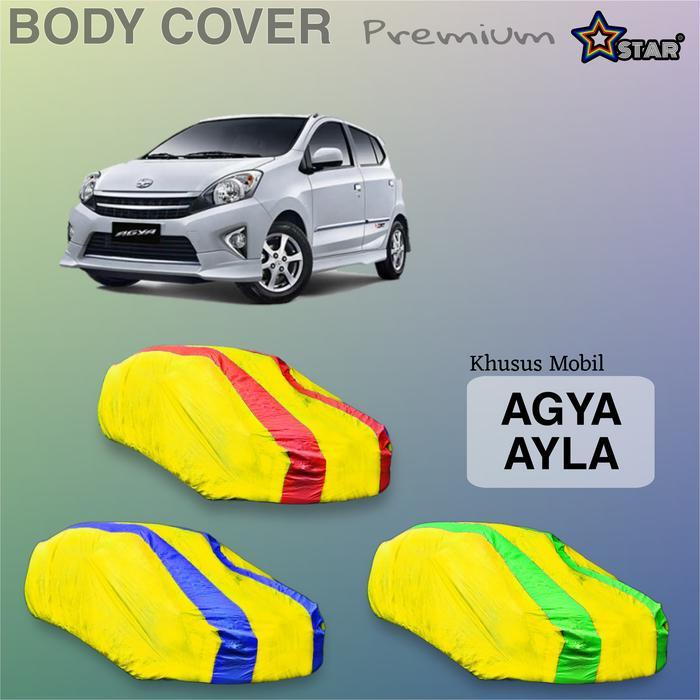 Banyak Dicari Sarung Mobil Agya Ayla Kuning Strip 2 Warna Body Cover Penutup Agya Ayla Kuning