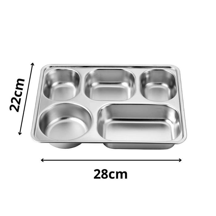 Ompreng Nampan Stainless MBG 5 Sekat SUS 304