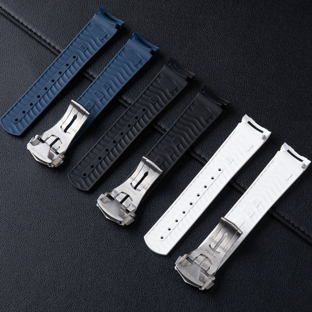 20mm Top End FKM Fluororubber Wristband For Omega Strap For Seamaster 300/De Ville Series Folding
