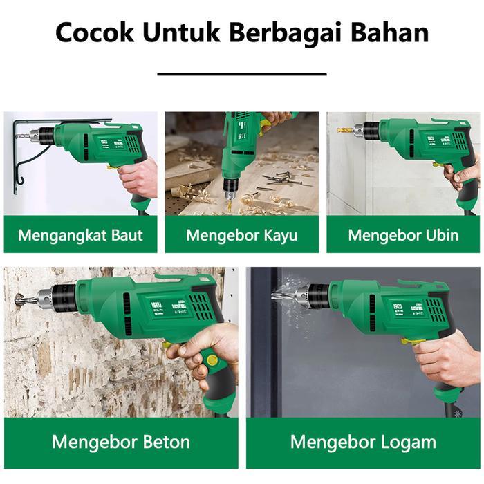 DISKON ISKU MESIN BOR LISTRIK TANGAN 10MM 700W BOR KAYU BESI BAJA RINGAN PLAFON PVC TEMBOK BATA