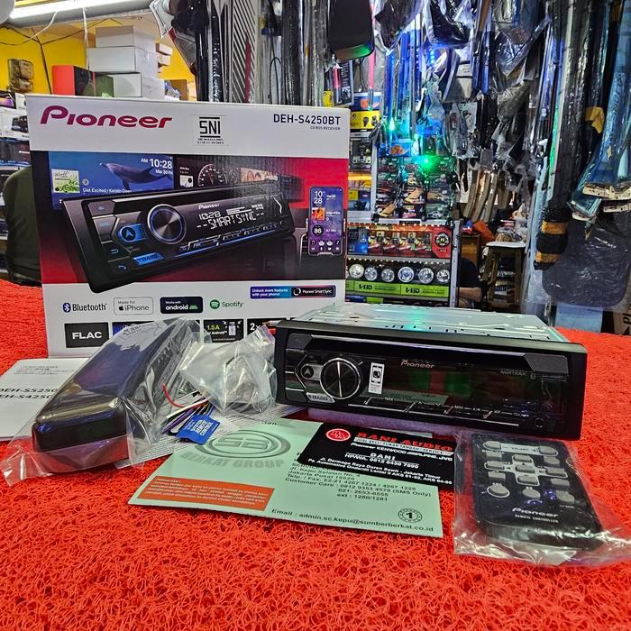 Head Unit Single Din Pioneer DEH-S4250BT MIXTRAX Bluetooth USB CD Aux Radio FM AM