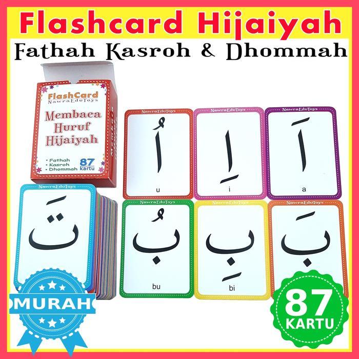 ` Flashcard Membaca Huruf HIJAIYAH DENGAN HAROKAT, Flash Card, Kartu Pintar Belajar