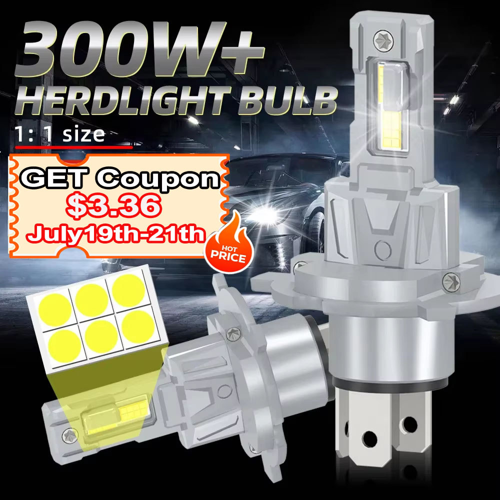 H4 Led Headlights Canbus 300W 6000K Super Bright High Low Beam Blubs H1 H7 H11 9005 9006 9012 Turbo