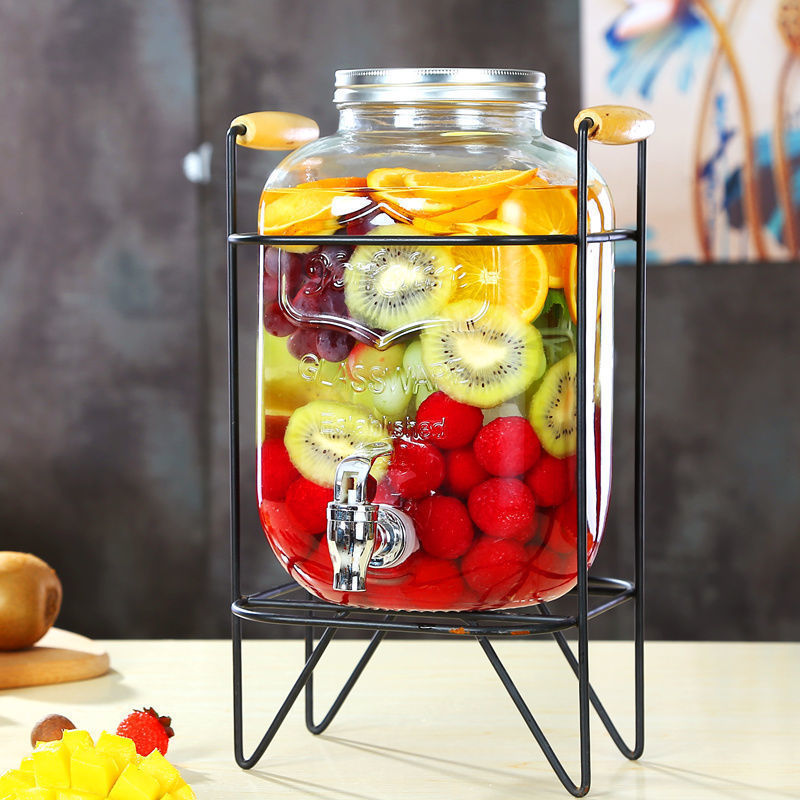 . 4L Glass Jar Party Juice Dispenser Glass Drink Beverage Dispenser -