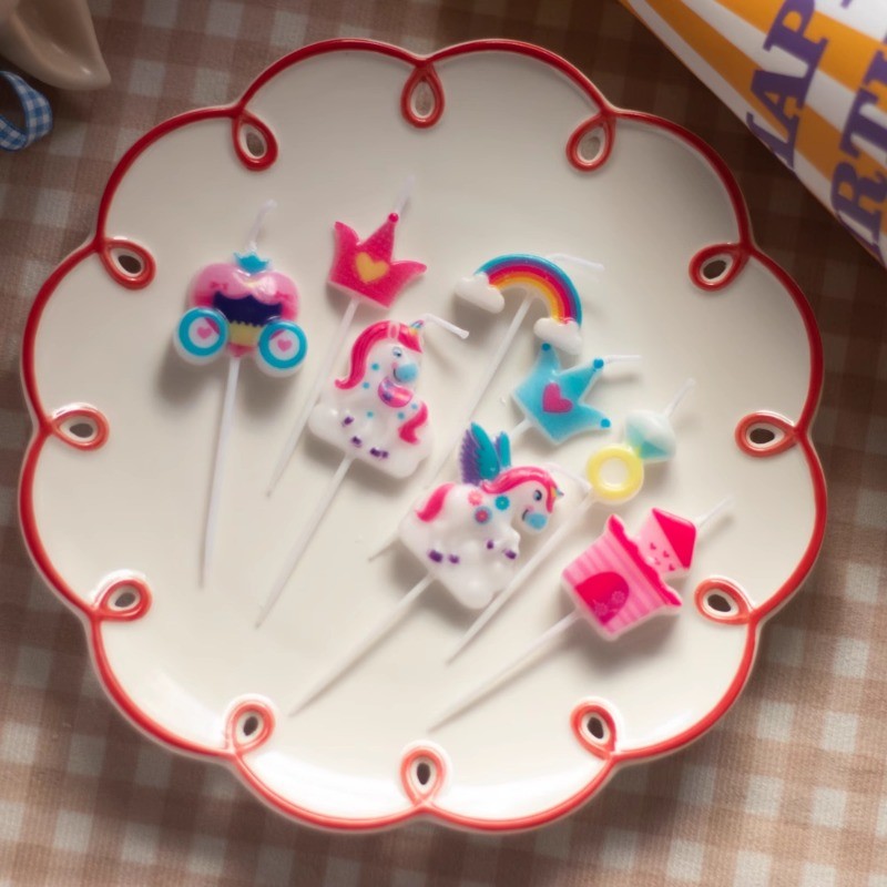 Rainbow Unicorn Candles Birthday Cake Decoration Princess Castle Birthday Candle Unicorn Cake Topper
