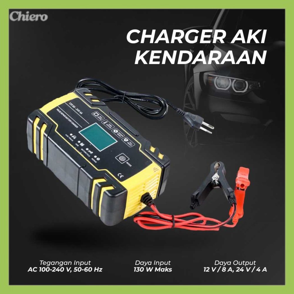 FOXSUR Charger Aki Mobil Motor Intelligent Battery Charger 12/24V 8A - FBC122408D
