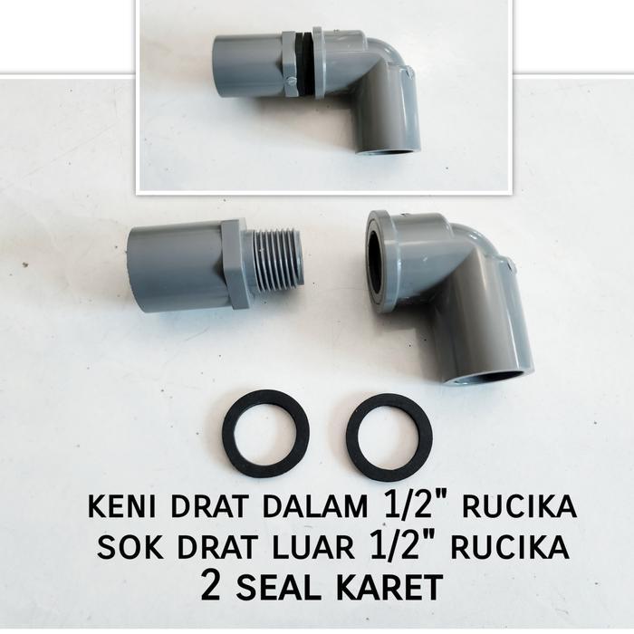 ID KENI DRAT DALAM DAN SOK DRAT LUAR 1/2" INCH AW RUCIKA PLUS SEAL KARET