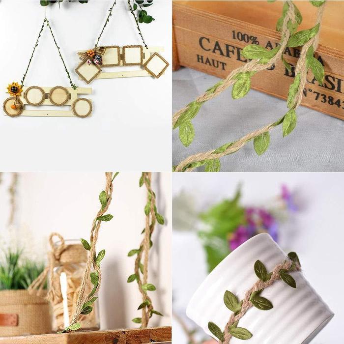 Tali Rami Daun 3 Meter Hijau Buatan Daun Hijau Benang Untuk Dekorasi Pesta Ulang Tahun