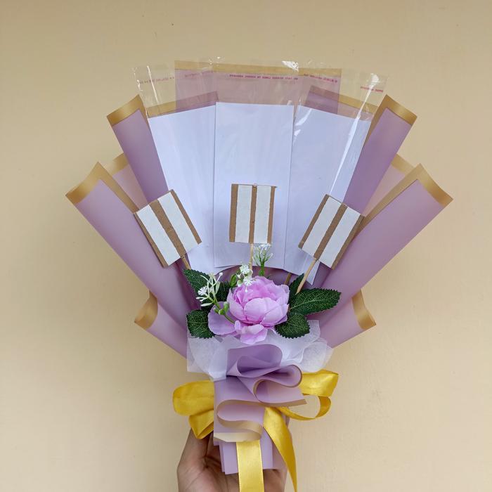 READY BUKET Uang dan snack kosongan 3 stik dan 3 slot praktis tinggal isi dan tempel Bouquet