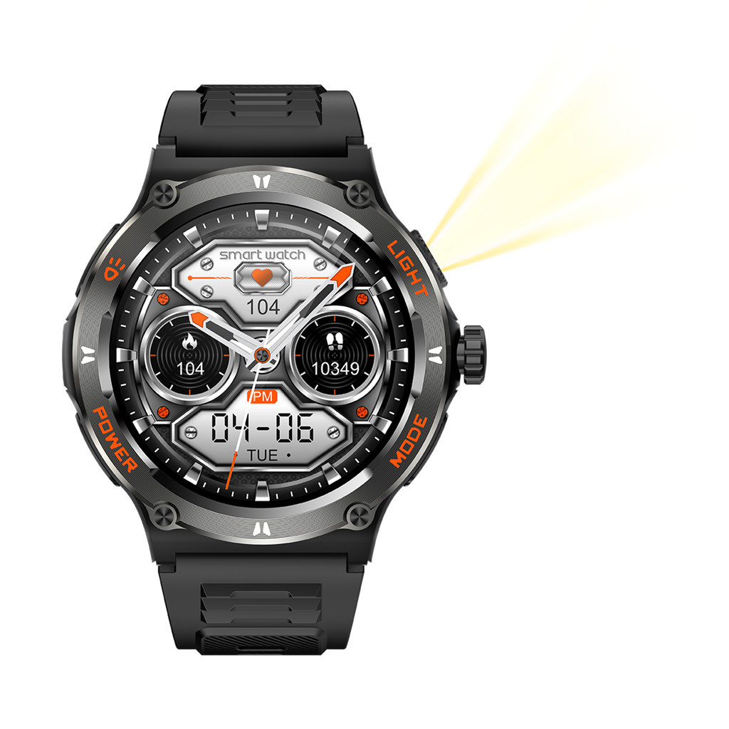 Waterproof Smartwatch with LED Flashlight Outdoor Sports Smartwatch Heart Rate/Sleep Monitor Fitness