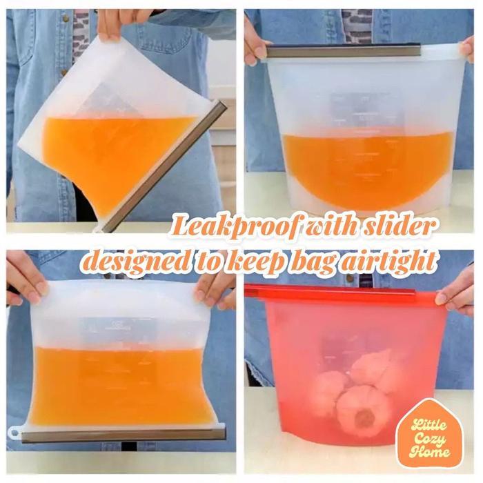 ID LEAKPROOF REUSABLE SILICONE ZIPLOCK BAG UKURAN LENGKAP / STANDING SILICONE ZIPLOCK POUCH / TEMPAT