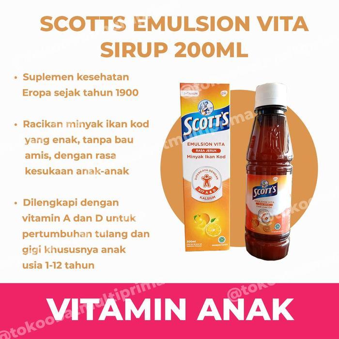 Sedia Scott's Emulsion Vita Orange 200 Ml - Scott Emulsion, Ikan, Multivitamin Anak