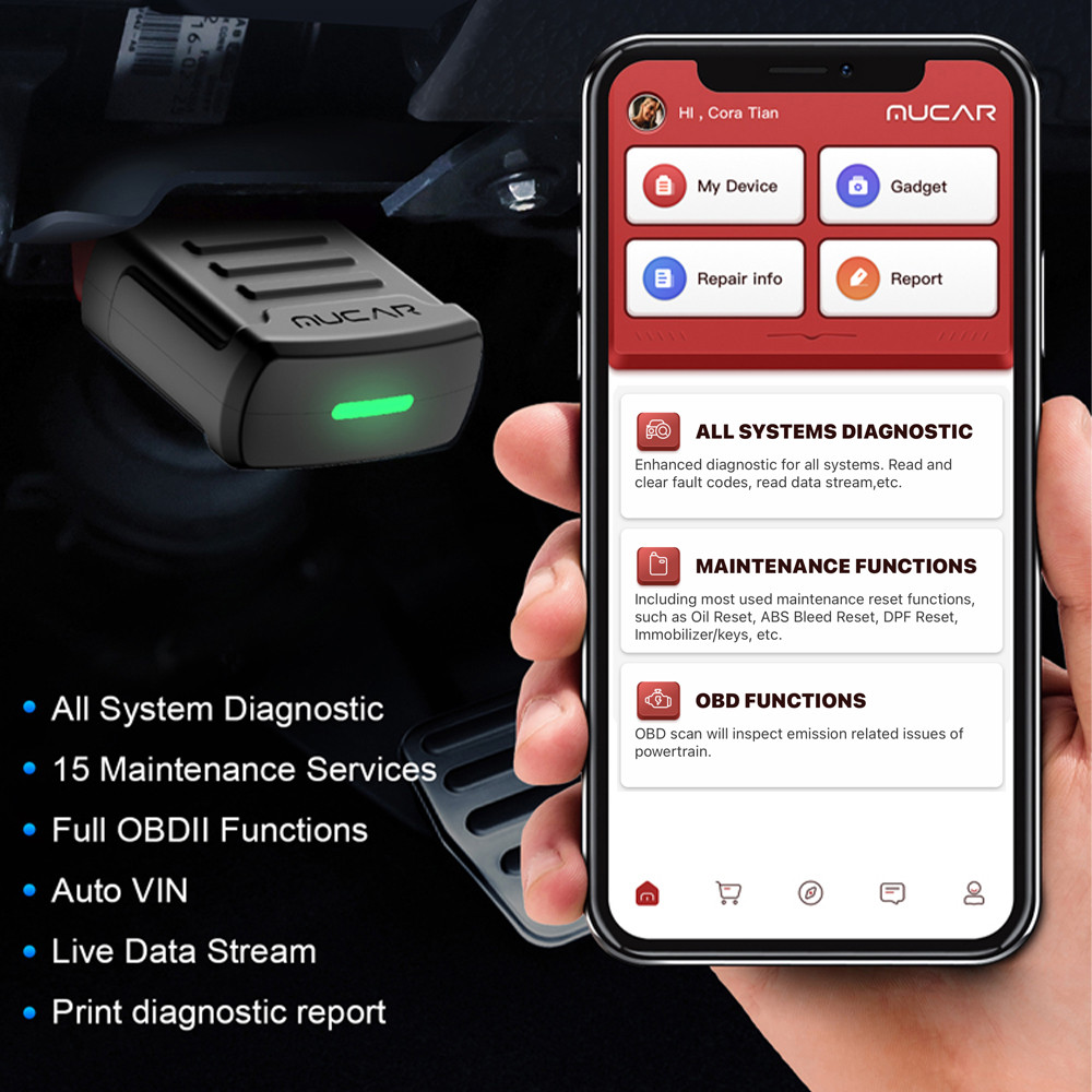 . Mucar Bt200/Bt200 Pro Obd2 Bluetooth Diagnostic Tool Full System -