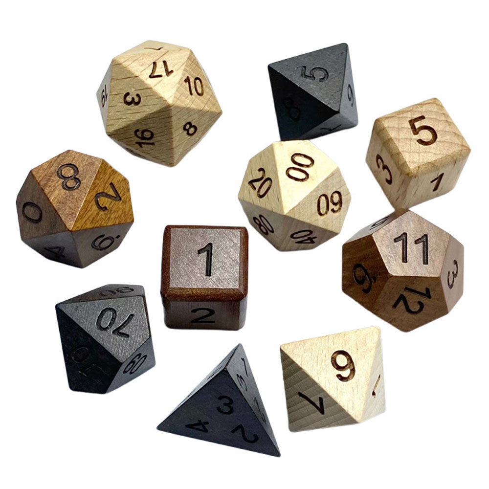 Polyhedral Dices Set Vintage Wooden Dices Role Playing Table Game Dices D4-D20 Polyhedral Games Dice