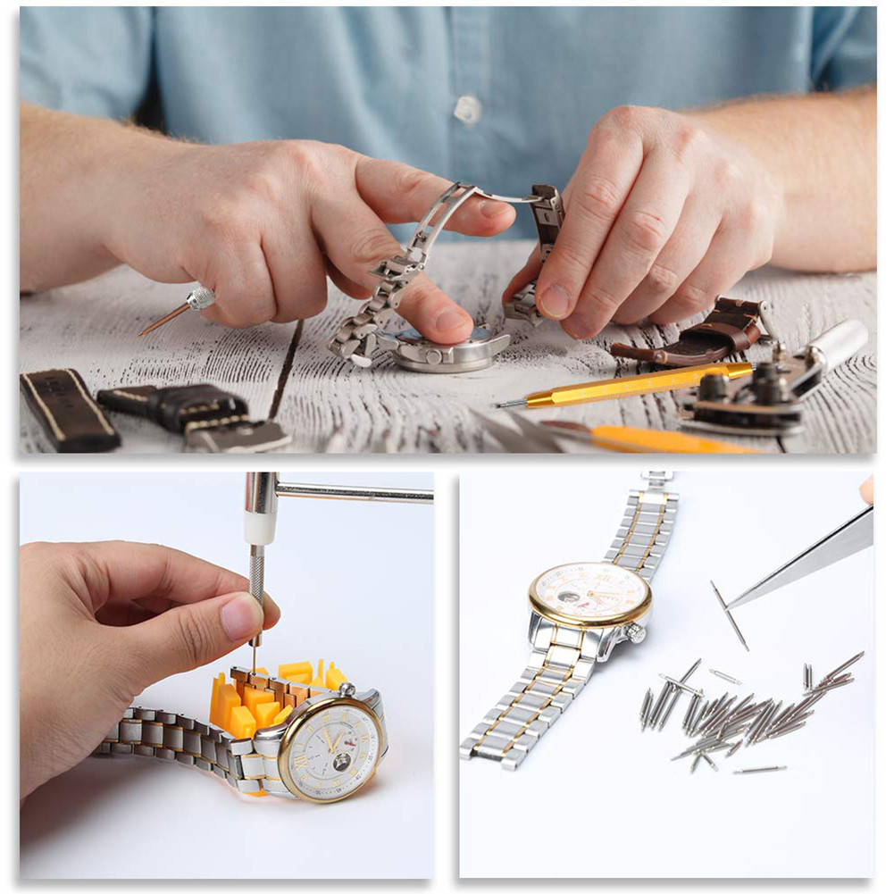212pcs Watch Opener Repair Tool Kit Clock Pry Knife Screwdriver Pin Hammer Set Watchmaker Band Link