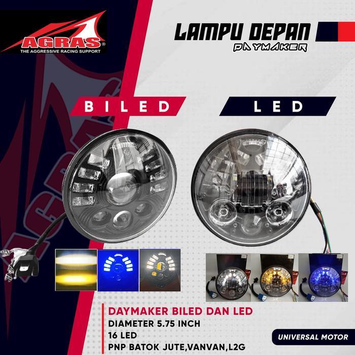 Lampu Depan Head Lamp Daymaker 5.75 Inch Led/Biled 16 Led Cb Gl Mpro Megapro Tirev Rx King Kualitas