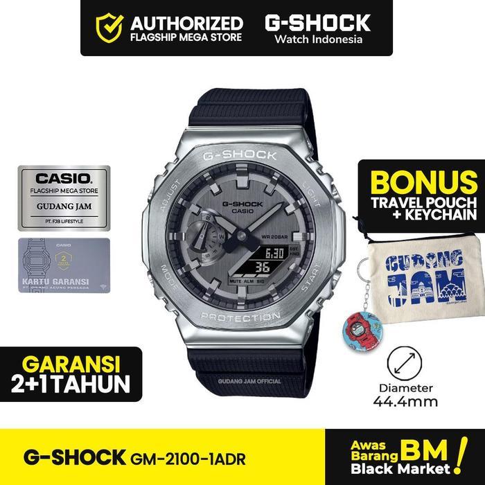 G-Shock GShock GM-2100-1ADR GM-2100-1A GM-2100 GM2100 GM 2100 Stainless Watches Kaca Silver Crystal