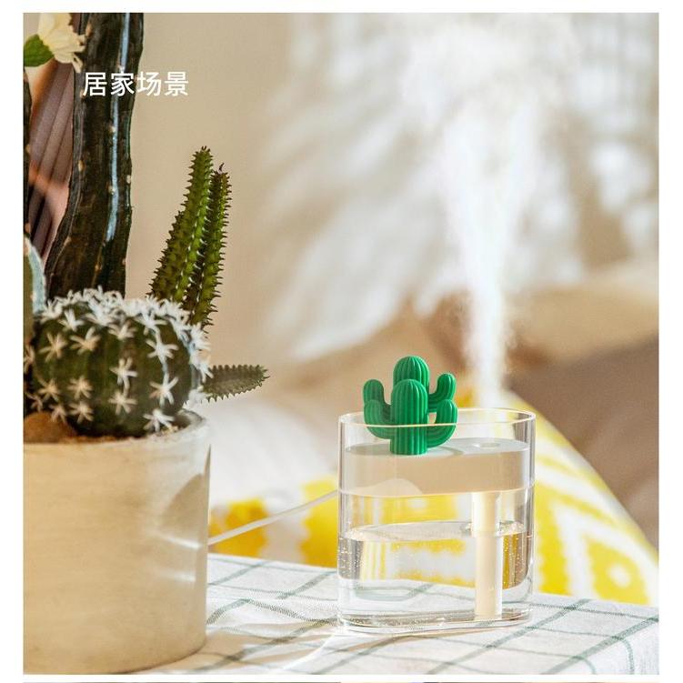 Hepa Center - Sothing Humidifier Mini Ultrasonic 160Ml Dengan Led Estetik Desain Kaktus Pelembap