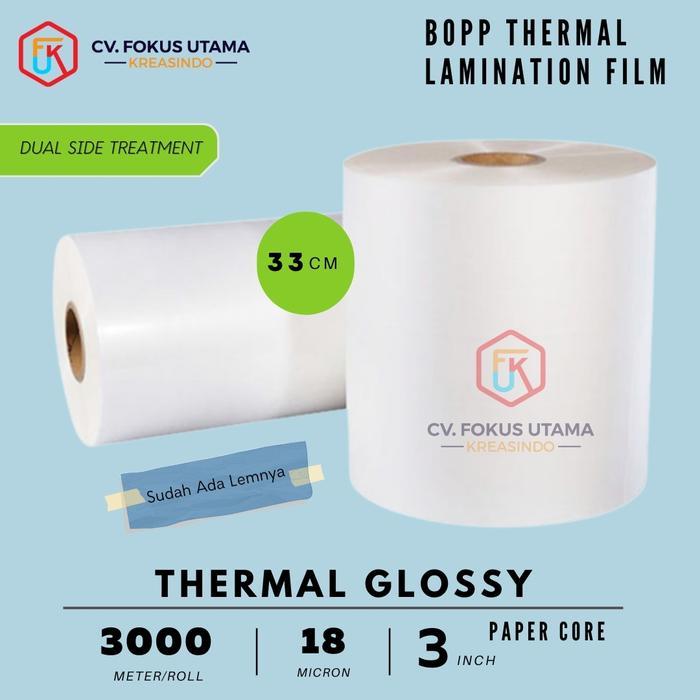 Cv Fokus Utama Kreasindo Plastik Laminating Bopp Thermal Glossy 33Cm 18Mic Laminasi Offset Dual Side