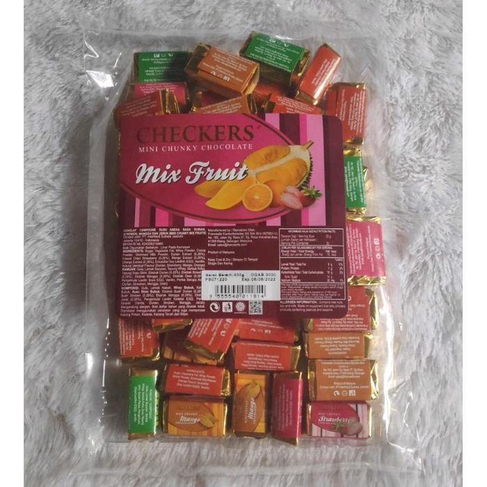 Chocolate Checkers Mini Chunky/Coklat Susu Checkers Almond Fruit Food
