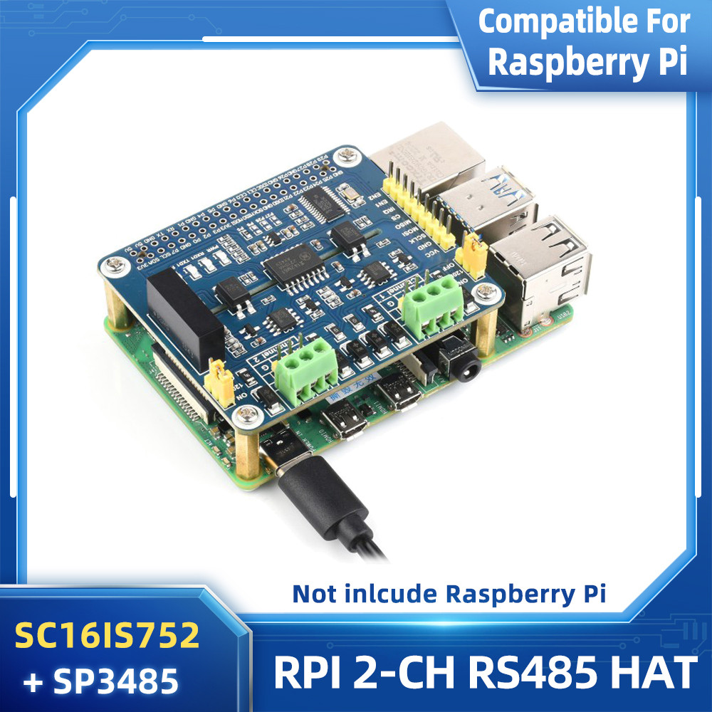 BARU Raspberry Pi 2 Channel Isolated RS485 Expansion HAT SC16IS752 + SP3485 Solution for Raspberry P