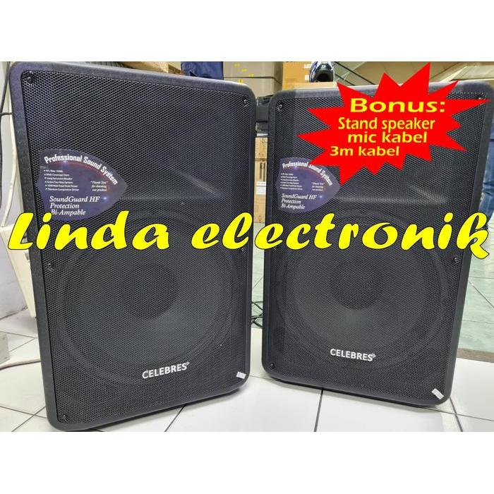 new speaker aktif pasif celebress 15 inch 2 buah 1600 watt original