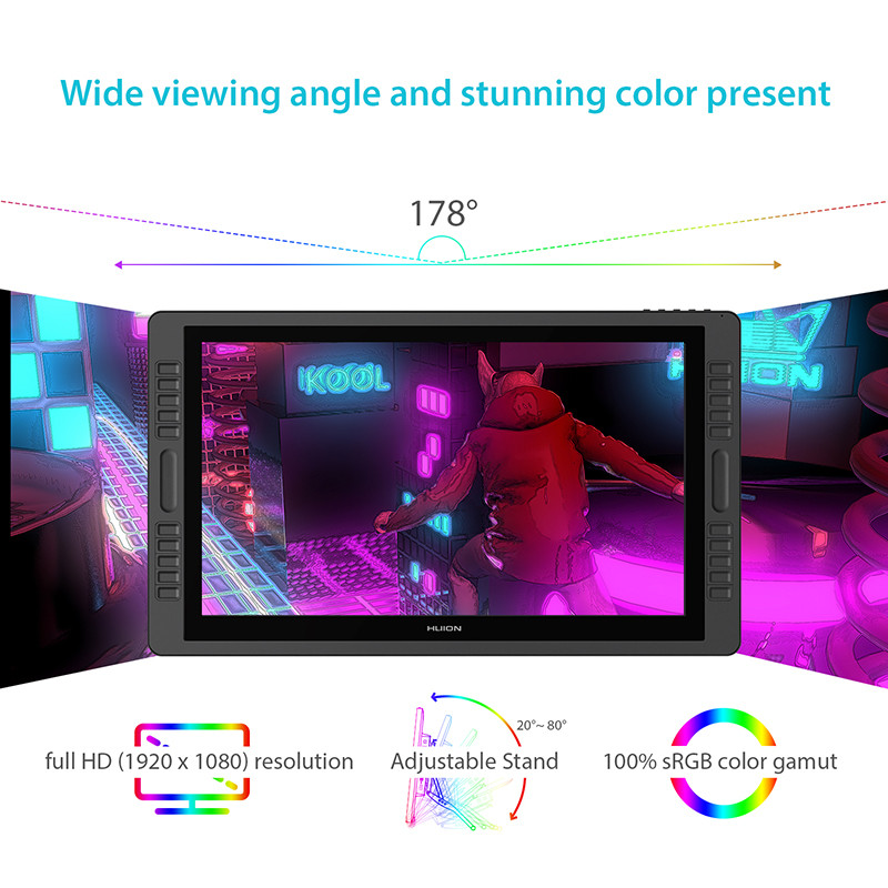 . Huion Kamvas Pro 22 Battery- Pen Display Monitor Ag Glass Digital Drawing Monitor Pen Tablet