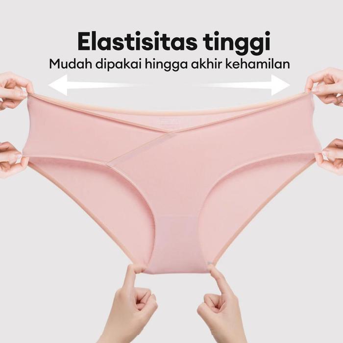 ANGEL MOMMY Celana Dalam Hamil Jumbo Katun Bernapas Merah Bumil Ibu Busui M-2XL Pinggang Rendah