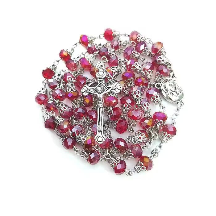 Promo Kalung Rosario Katolik Manik Kristal - Rosario Warna Warni - Rosario Murah Premium Original