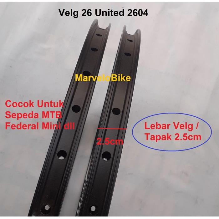 Rim Velg Sepeda 26 MTB United VG-2604 36 Hole DoubleWall